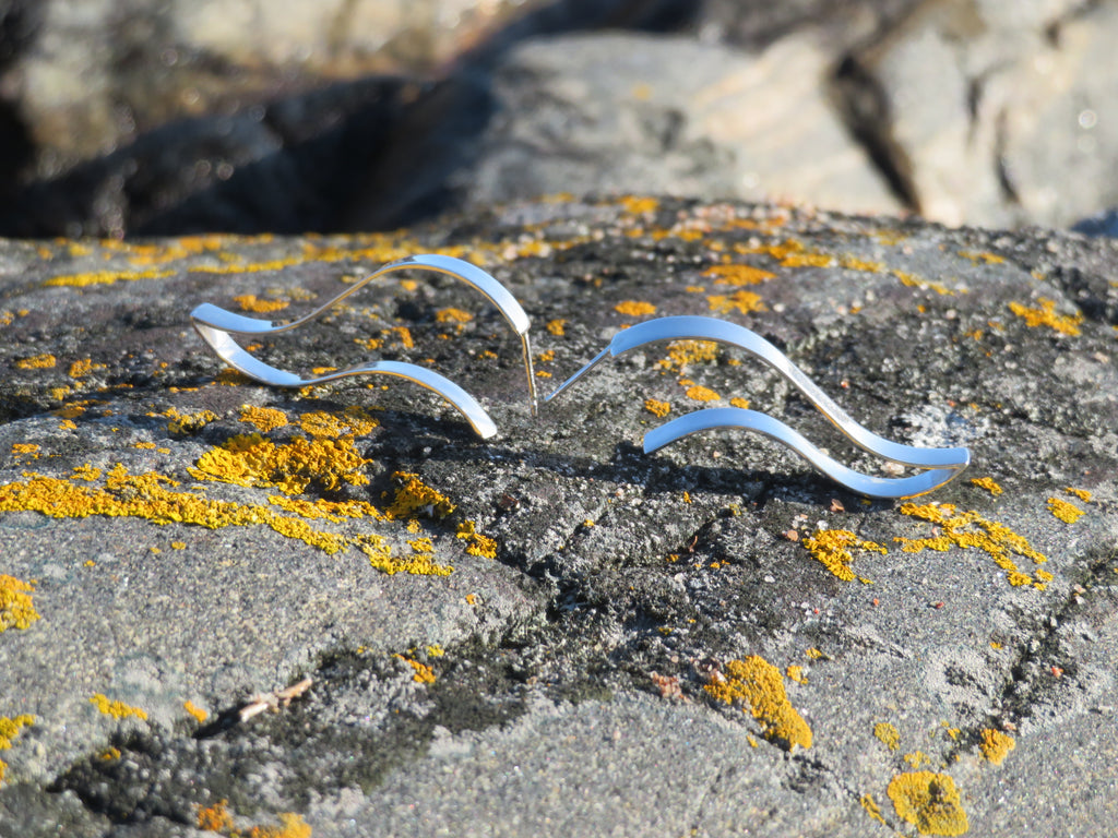 Big Wave silver earrings from Viveka Alvestrand's Wavelife collection of jewellery.